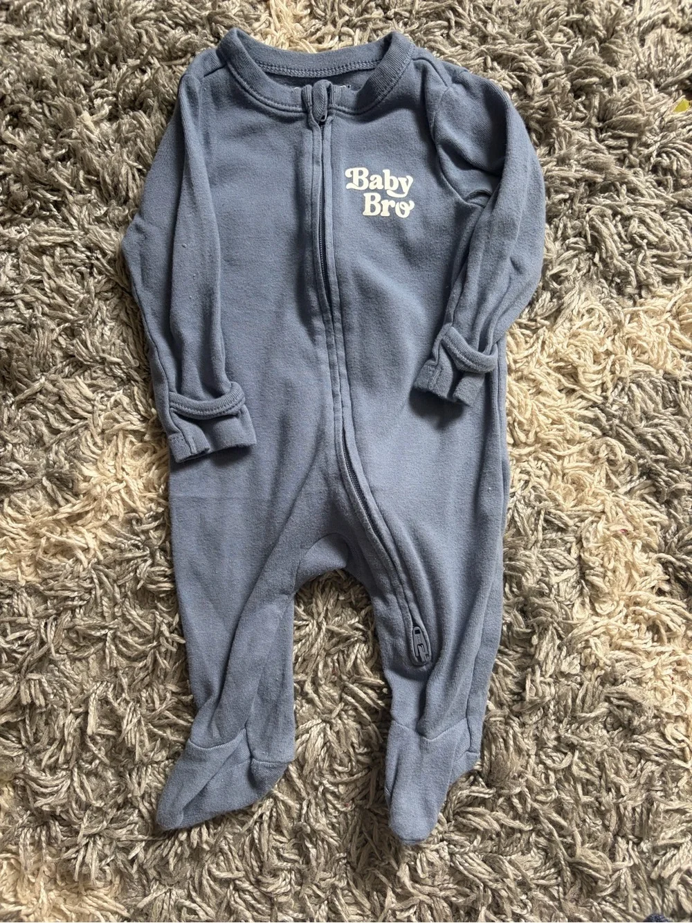 Old Navy Blue 'Baby Bro' Footed One-Piece Pajama